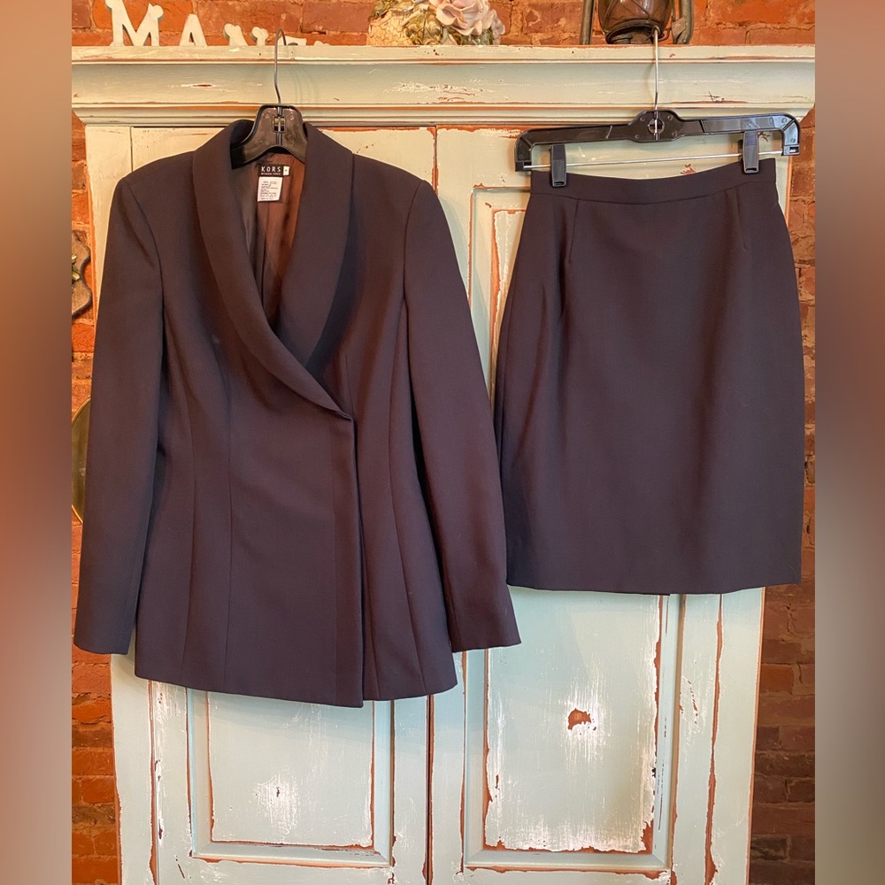 Vintage Michael Kors Wool Women's Black Blazer and Skirt Set Size 4